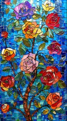 Fototapeta premium colorful glitter roses plants pattern illustration poster background