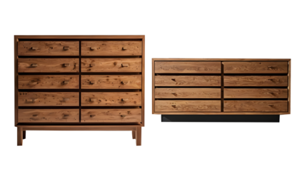 Bad side wooden cabinet box Isolated on a white transparent background