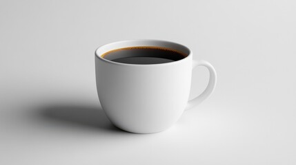 Obraz premium Clean white coffee cup, centered on white background, 3D render illustration, copy space for stock photo with minimal concept, No logo, No Trademark, No text