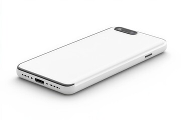 Sleek white smartphone, isolated on a white background, 3D render illustration, copy space for stock photo with minimal concept, No logo, No Trademark, No text