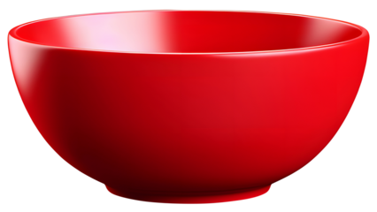 red empty bowl, kitchenware, di-cut, PNG file, isolated background.