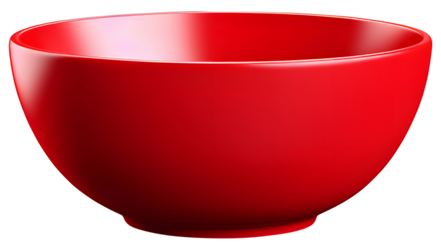red empty bowl, kitchenware, di-cut, PNG file, isolated background.