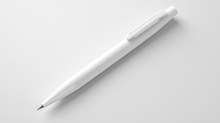 Sleek white pen, isolated on a white background, 3D render illustration, copy space for stock photo with minimal concept, No logo, No Trademark, No text
