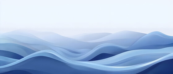 A flat vector illustration of a layered sea waves background, overlapping wave shapes, gradient blues, subtle highlights and shadows, crisp and clean