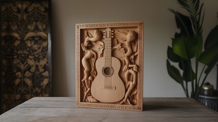 Spanish Hand-Carved Flamenco Guitar Relief: Cultural Heritage in Wooden Artistry