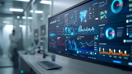 Comprehensive Digital Health Dashboard Displaying Patient Data in Clinic Setting