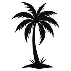 Black palm tree silhouette vector illustration art black white stock illustration