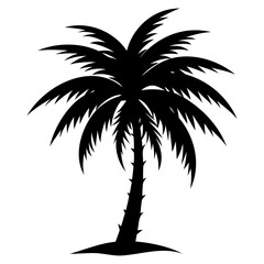 Obraz premium Black palm tree silhouette vector illustration art black white stock illustration