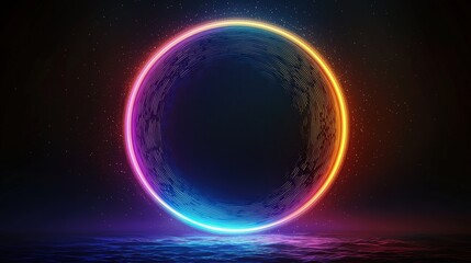 Fototapeta premium Neon circle in space