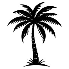 Obraz premium Black palm tree silhouette vector illustration art black white stock illustration