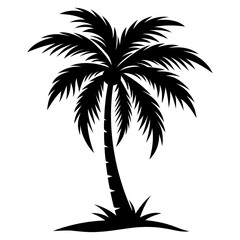 Black palm tree silhouette vector illustration art black white stock illustration