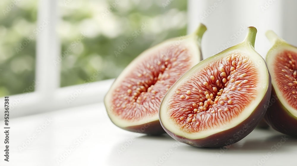 Aufkleber slices of ripe fresh fig isolated on white background : generative ai
