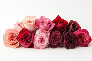 A vibrant arrangement of roses in various shades, showcasing beauty and elegance.