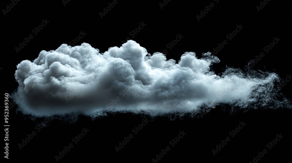 Poster single cloud in air isolated on black background fog white clouds or haze for designs isolated on bl