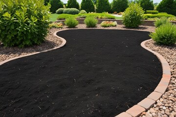 Obraz premium Lush Greenery Framed by Rich Black Soil in Beautifully Designed Landscape