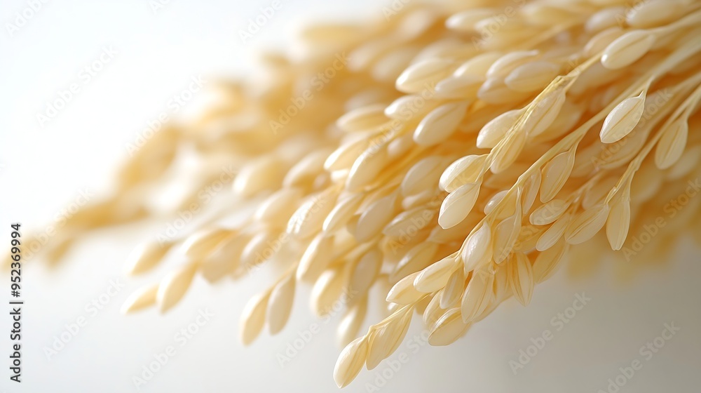 Poster Rice isolated on white background clipping path full depth of field : Generative AI