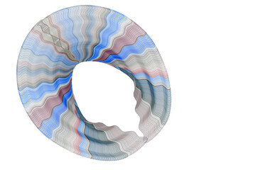 runder Rand aus gedrehten  feinen filigranen Linien blau rose abstrakt