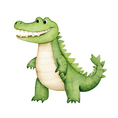 Obraz premium crocodile watercolor clipart, perfect for nursery, isolated on white background