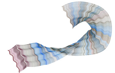 schal aus wellenförmig verdreht filigranen Linien blau rose abstrakt