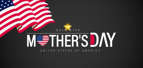 Mother's Day card adorned with the American flag and stars, showcasing a Gold Star design for honoring mothers
