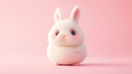 adorable little fluffy rabbit, pastel tone, minimalist