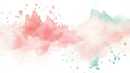 Obraz premium Abstract watercolor background with pink and green hues.