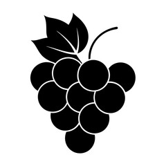 grapes with leaves vector illustration black