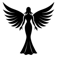 elegant angel silhouette vector art 