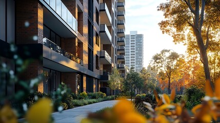 Obraz premium Residential and commercial Apartment building in inner Melbourne suburb VIC Sydney NSW Australia : Generative AI