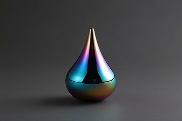 Fototapeta premium Vibrant Metallic Rainbow Drop Featuring Shimmering Dynamic Mercury Essence