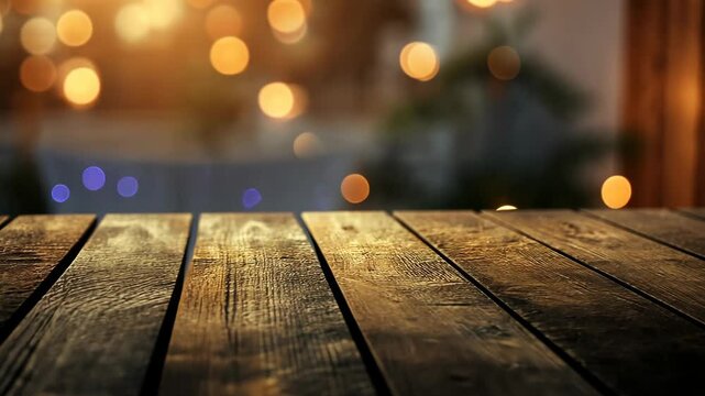 Capturing warm golden light on a rustic wooden table in a cozy indoor setting during the evening hours