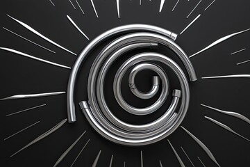 Unique Chrome Coil Design with Liquid Metal Effects on Black Background