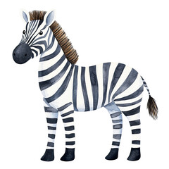 zebra watercolor clipart, perfect for nursery, isolated on white background