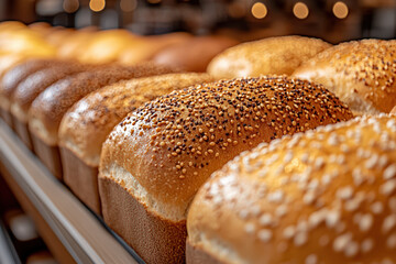 Freshly baked bread loaves with golden crusts, perfect for culinary delights and showcasing the art of baking.