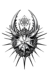 Obraz premium Sea Urchin head very simple traditional tattoo flash styles illustration