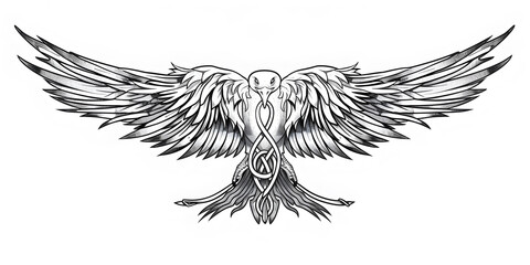 Obraz premium Seagull Wings very simple traditional tattoo flash styles illustration