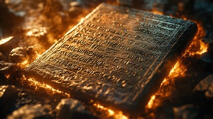 The tablets with the Ten Commandments of the Bible : Generative AI