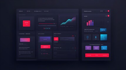 Dark Mode UI Design with Neon Color Accents