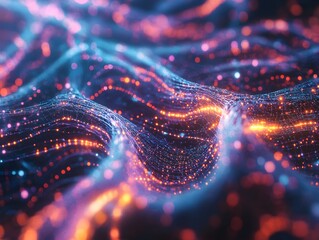 Ethereal Neural Network   Shimmering Lattice of Iridescent Filaments and Radiant Data Points