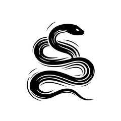 Obraz premium A black and white silhouette of Snake, minimalist stroke lines, minimalist art style, transparent background