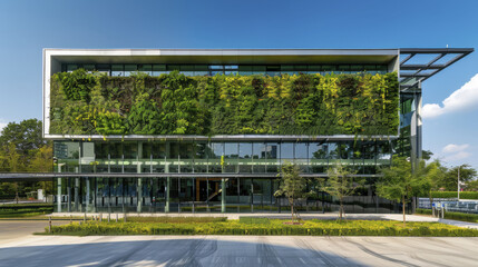 Obraz premium modern apartment building with a sleek glass facade, large balconies, and urban views