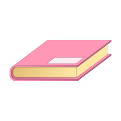Pink Isometric Book illustration, Cute Pastel vector, graphic elements in Flat and Cartoon style for Kid Education, Libary Infographic, Learning, isolated groovy elements for decoration,  (Editable)
