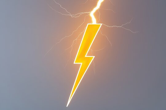 High-Voltage Yellow Lightning Bolt Isolated on Light Backdrop