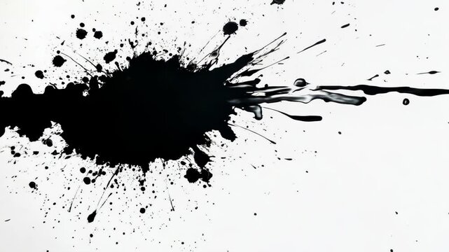 Black Ink Splatter on White Background