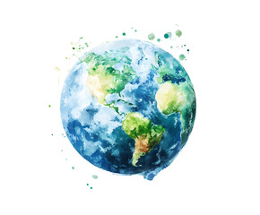 A vibrant watercolor depiction of the Earth, showcasing continents and oceans in a beautiful artistic style.