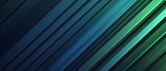 Obraz premium A flat illustration of a vibrant abstract background, diagonal stripes with a gradient transition from navy blue to deep green, thin stripes, sharp color separation, minimal blending