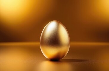 single gold egg on gold background.