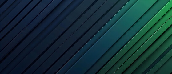Obraz premium A flat illustration of a vibrant abstract background, diagonal stripes with a gradient transition from navy blue to deep green, thin stripes, sharp color separation, minimal blending