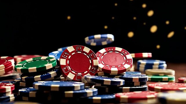 A stack of poker chips that launches itself into the air from the table