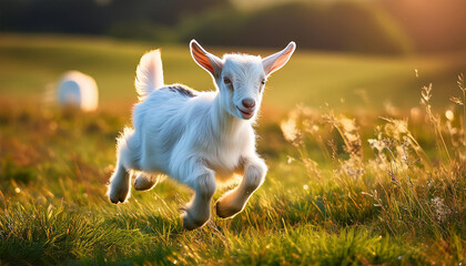 Obraz premium Adorable Baby Goat Playing